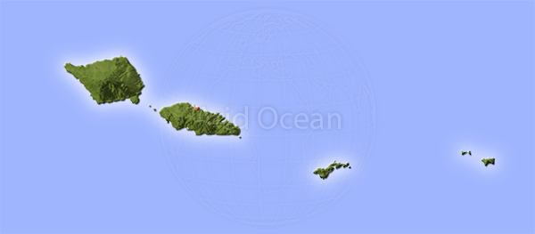 Samoa and American Samoa, shaded relief map.
