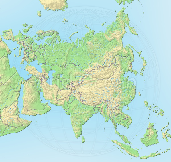 Asia, shaded relief map.