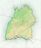Baden-Wuerttemberg, shaded relief map.