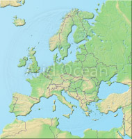 Europe, shaded relief map.