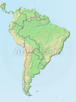 South America, shaded relief map.