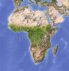 Africa, shaded relief map