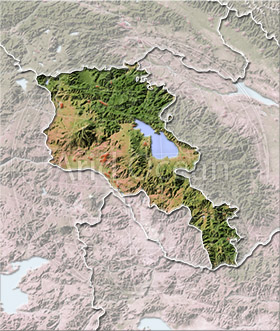 Armenia, shaded relief map.