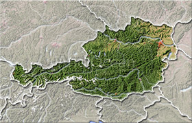 Austria, shaded relief map.