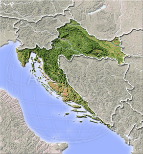 Croatia, shaded relief map.