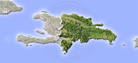 Dominican Republic, shaded relief map.