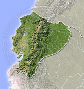 Ecuador, shaded relief map.