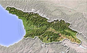 Georgia, Republic of, shaded relief map.