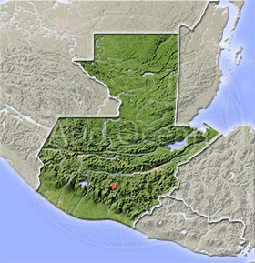 Guatemala, shaded relief map.
