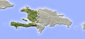 Haiti, shaded relief map.