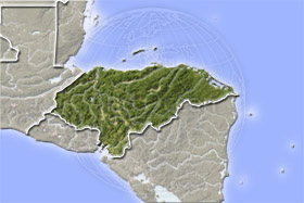 Honduras, shaded relief map.