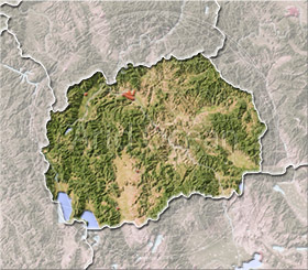 Macedonia, shaded relief map.