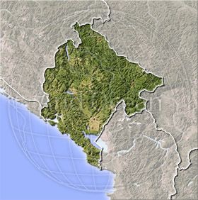 Montenegro, shaded relief map.