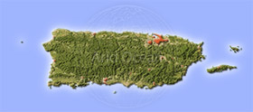 Puerto Rico, shaded relief map.