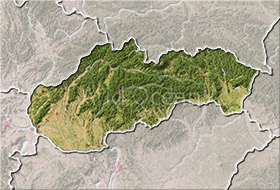 Slovakia, shaded relief map.