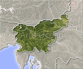 Slovenia, shaded relief map.