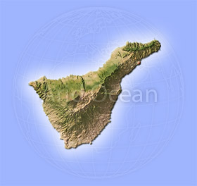 Tenerife, shaded relief map.