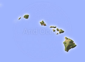 Hawaii Archipelago, shaded relief map.