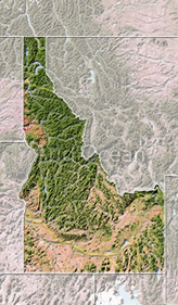 Idaho, shaded relief map.