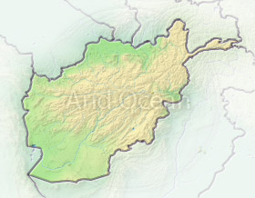 Afghanistan, shaded relief map.