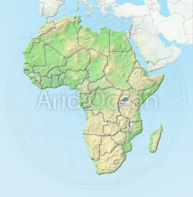 Africa, shaded relief map.