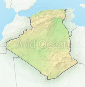Algeria, shaded relief map.