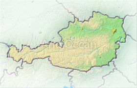 Austria, shaded relief map.