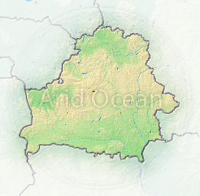 Belarus, shaded relief map.