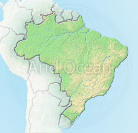 Brazil, shaded relief map.