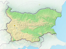 Bulgaria, shaded relief map.