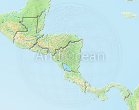 Central America, shaded relief map.