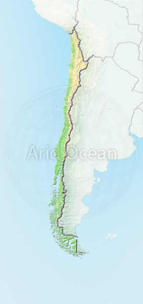 Chile, shaded relief map.