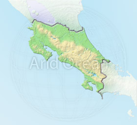 Costa Rica, shaded relief map.