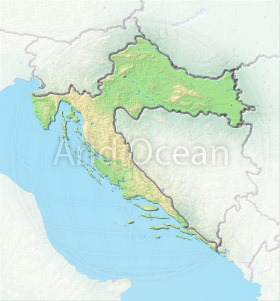 Croatia, shaded relief map.