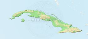 Cuba, shaded relief map.