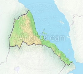 Eritrea, shaded relief map.