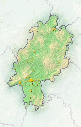 Hesse, shaded relief map.