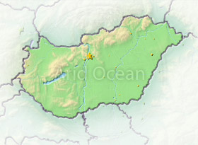 Hungary, shaded relief map.