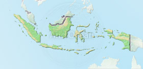 Indonesia, shaded relief map.