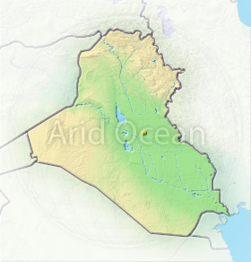 Iraq, shaded relief map.