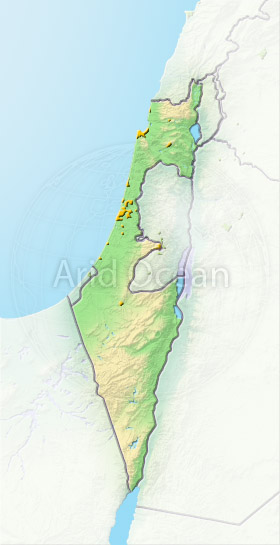 Israel, shaded relief map.