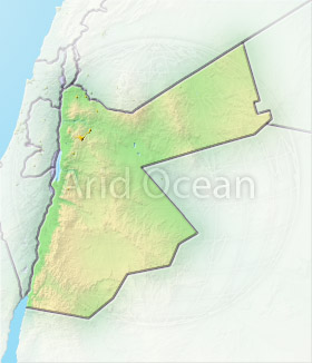 Jordan, shaded relief map.