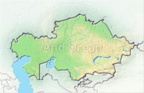 Kazakhstan, shaded relief map.