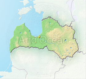 Latvia, shaded relief map.