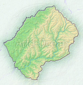 Lesotho, shaded relief map.