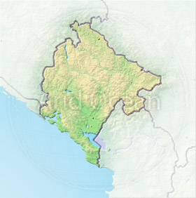 Montenegro, shaded relief map.