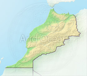 Morocco, shaded relief map.
