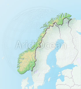 Norway, shaded relief map.