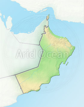 Oman, shaded relief map.