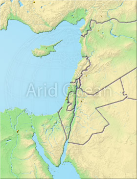 Palestine, shaded relief map.